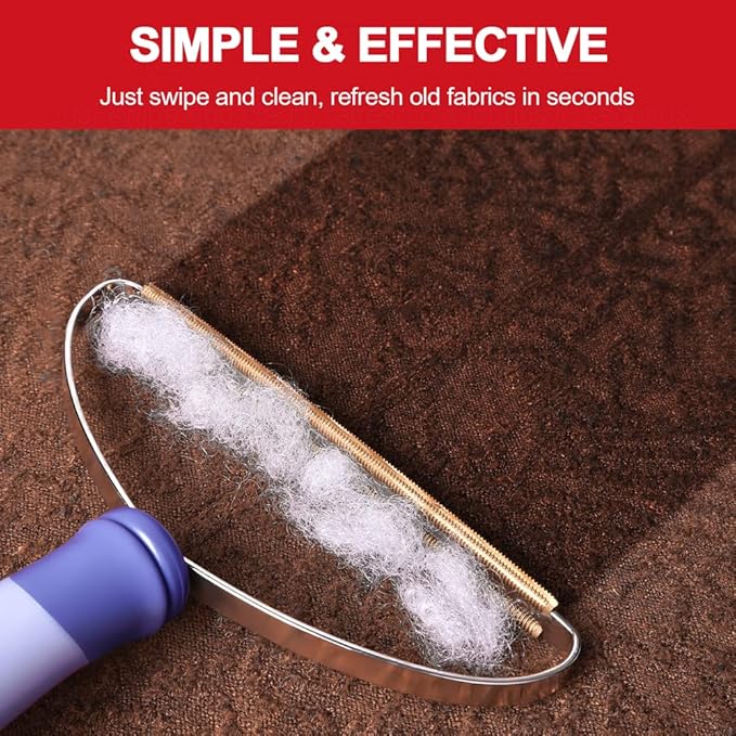 Pet Hair Remover, Dog Cat Hair Remover, Lint Cleaner Pro, Fur Removal Tool, Portable Carpet Scraper, Fuzz Rollers Hairball Shaver for Carpets, Car Mat, Couch, Pet Bed, Furniture & Rug (Purple, 2-Pack)