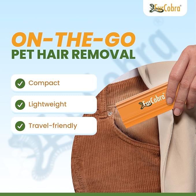 Pro Pet Hair Remover 4.3” – Dog & Cat Hair Remover for Car, Couch, Carpet, Bed & Furniture – Reusable Dual-Blade Pet Hair Scraper for Auto Detailing, Home & Upholstery
