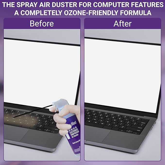 Pure Blast 10oz Compressed Air Duster Can - 6 Pack for Powerful Electronics Cleaning