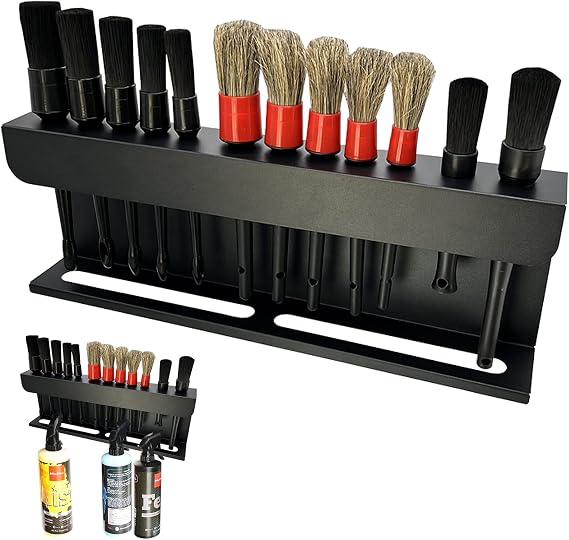 2-in-1 Detailing Brush & Spray Bottle Holder, Wall Mount Organizer Rack