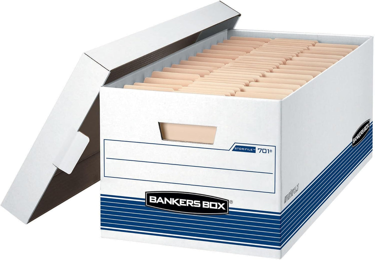 20-Pack Medium-Duty File Storage Boxes, 24in Letter, FastFold