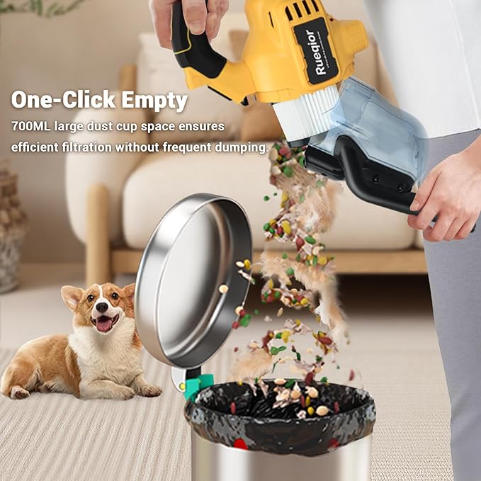 Cordless Vacuum Compatible with DeWalt 20V Battery, 5 in 1 Brushless Vacuum Cleaner with 50KPA 500W Powerful Motor, 50 CFM Portable Hand Vacuum for Home Wood Floor, Car (Battery Not Included)