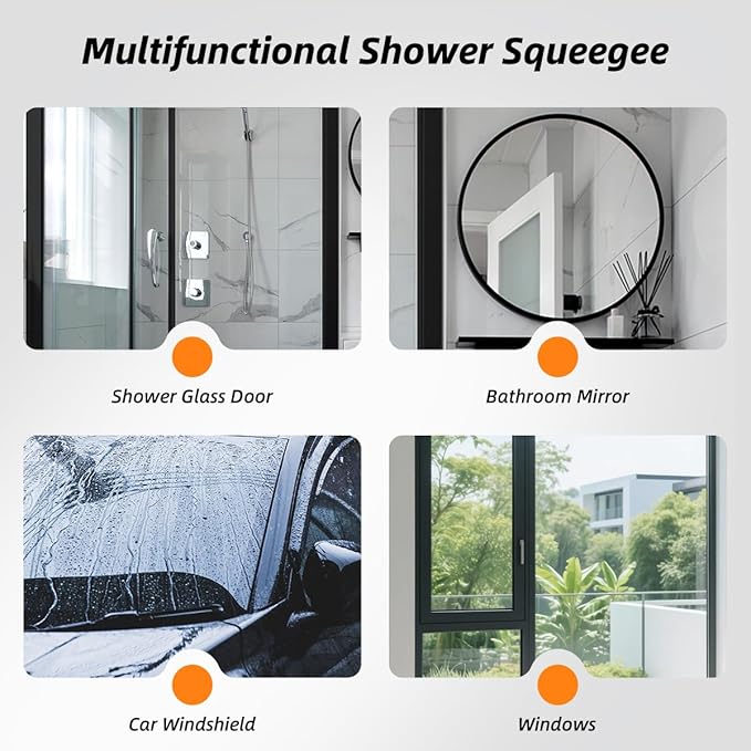 3 Pack Heavy-Duty Scrub Brush Set, Grout Brush, Shower Squeegee, Shower Cleaner Brush with Non-Slip Grip, Stiff Bristles Scrub Brushes for Cleaning Bathroom, Shower, Tile, Grout, Tub, Floor, Sink