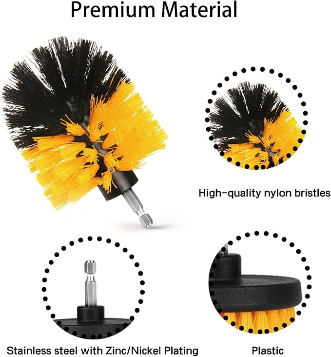 8 Pack Drill Brush Attachment Set,1/4in Power Scrubber Brush + Extend Long Attachment,Multi-Purpose Brush Drill Attachment, Power Cleaning Scrub Brush for Bathroom, Tub, Tile, Corner