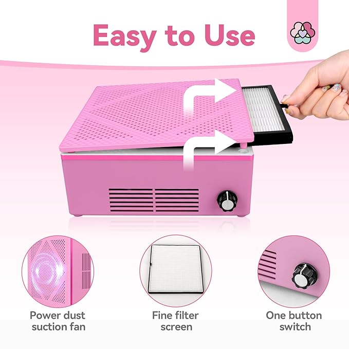 SAVILAND Nail Dust Collector, 60W Powerful Nail Vacuum Dust Collector with Brush, Compact Electric Dust Suction Machine with Reusable Filter Manicure Tool for Acrylic Nail Gel Polishing,Salon & Home