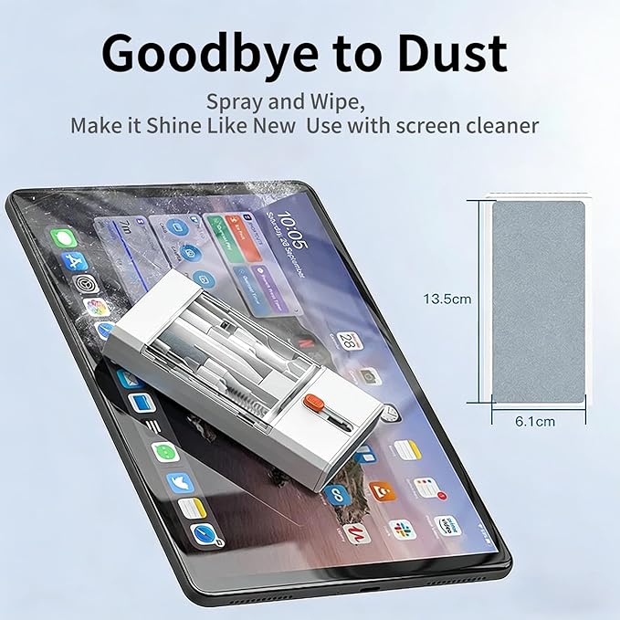 22 in 1 Multifunctional Cleaner Kit for AirPods and Electronic Devices, Keyboard, Laptop for iPad, iPhone, Camera, Earbuds, with Retractable Brush, Keycap Puller, Spray & Microfiber Cloth
