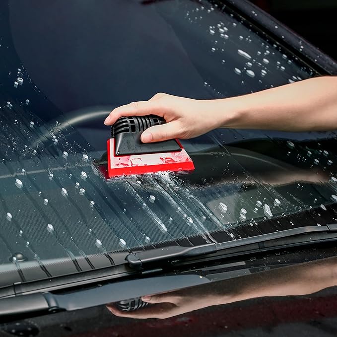 FOSHIO Red Small Squeegee Window Tint Squeegee, Non-Slip Handle Rubber PPF Squeegee, Squeegee for Window Cleaning, Shower Glass Door, Car Window Squeegee for Windshield, Mini Squeegee for Vinyl