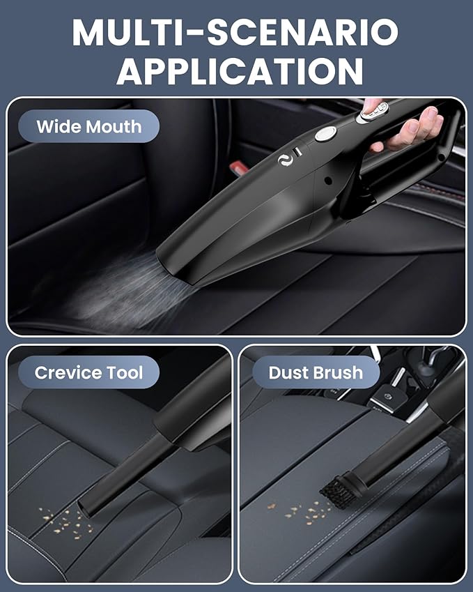 Handheld Vacuum Cordless Mini Car Vacuum Cleaner Portable and Rechargeable with Powerful Suction for Car Home Office and Pet Hair with HEPA Filter and Lightweight