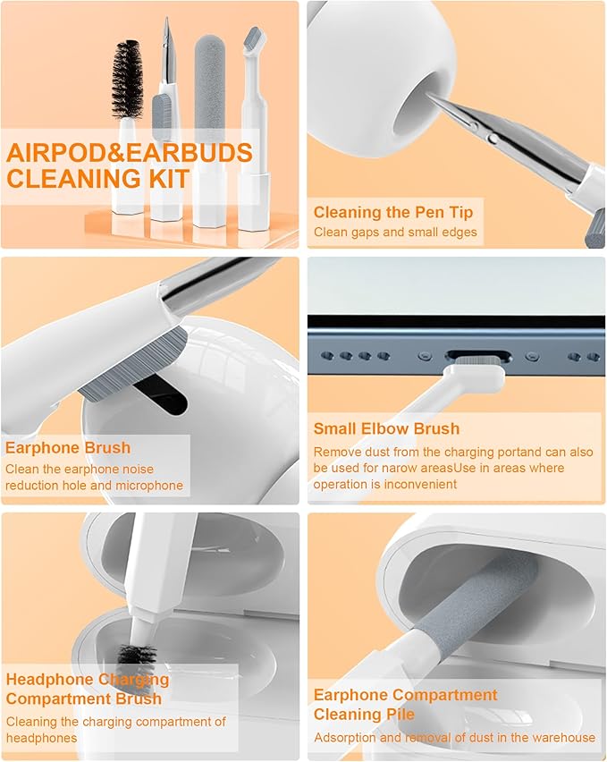 20-in-1 Laptop Phone Screen Keyboard Cleaner Kit, Multifunctional Cleaning Kit for AirPods, iPhone, iPad, Electronic Device Cleaning Tool for Camera PC Monitor Earbud TV Tablet Phone Car Screens