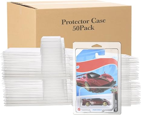 50 Pcs Protector Case Compatible with Hot Wheels Display Case Storage Case Plastic Model Car Clamshell Cases Display Cle