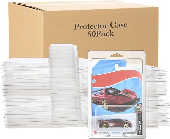 50 Pcs Protector Case Compatible with Hot Wheels Display Case Storage Case Plastic Model Car Clamshell Cases Display Cle