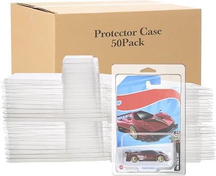 50 Pcs Protector Case Compatible with Hot Wheels Display Case Storage Case Plastic Model Car Clamshell Cases Display Cle