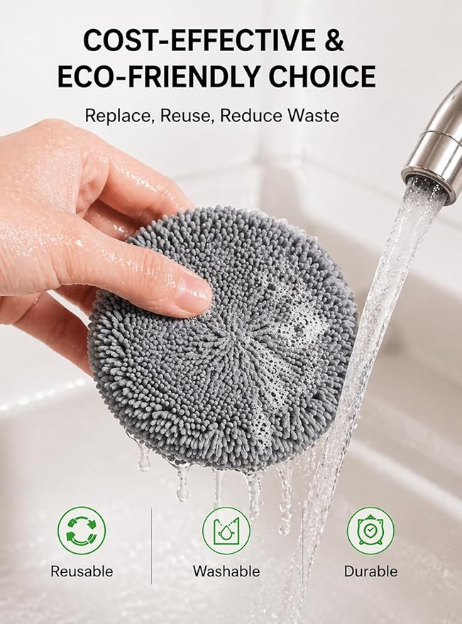 6-Pack Electric Spin Scrubber Replacement Heads, Universal Hook and Loop Cleaning Brush Refill Pads (2 Microfiber, 2 Sponge, 2 Scouring) for Bathroom, Tub, Kitchen and Car (6 Pack)