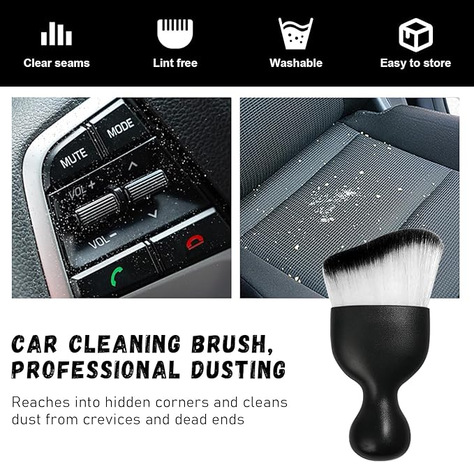 Ziciner Car Detailing Brush, Curved Soft Bristles Auto Removal Dust Collectors, Universal Vehicle Dashboard, Air Conditioner Vents etc Interior Cleaning Tool Accessories (White/Black)