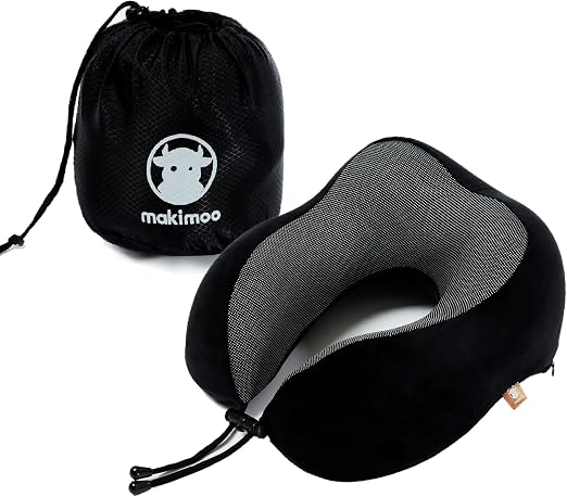 Memory Foam Travel Pillow, Neck Pillow with 360-Degree Head Support, Comfortable Ideal for Sleeping on Airplane, Car, Tr