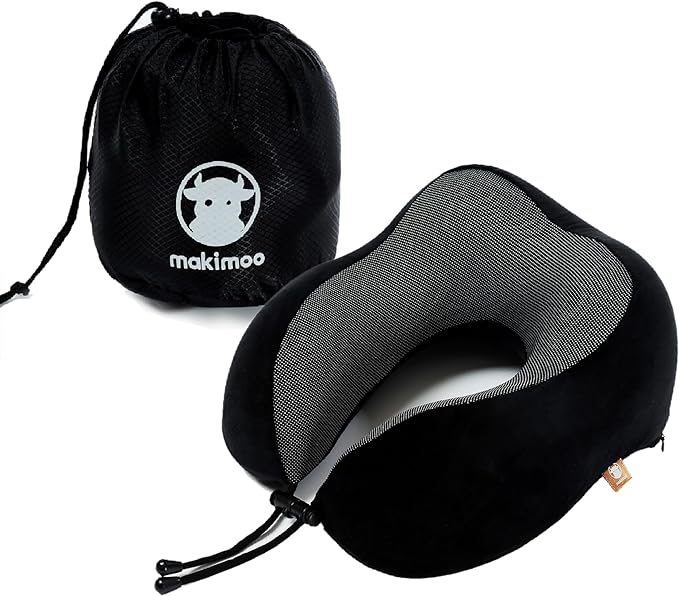 Memory Foam Travel Pillow, Neck Pillow with 360-Degree Head Support, Comfortable Ideal for Sleeping on Airplane, Car, Tr