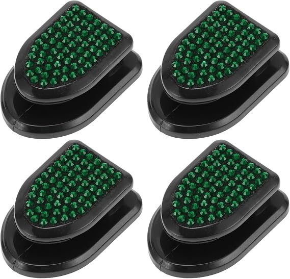 4 Pcs for Purses and Bags, Umbrella Etc Car Storage Hooks Sturdy Car Adhesive Hooks Green ABS Rhinestone 1.18"x0.83"