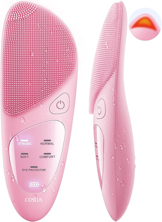 COSLUS JMY05 Facial Cleansing Brush Silicone Face Scrubber: Waterproof Rechargeable Face Wash Brush, 4 Cleansing Modes, Electric Face Exfoliator for Men Women Cleaning, Exfoliating, Massaging
