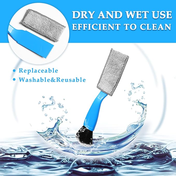Ziciner 1 PC Double Head Brush for Car Clean, Soft Auto Interior Duster Detailing Brushes, Universal Vehicle Dashboard Screen, Air Vents, Computer etc Cleaning Tool Accessories (Blue)