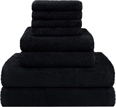 HOMEXCEL 8PK Bath Towel Set, Soft Absorbent, 2 Bath, 2 Hand, 4 Wash, Black