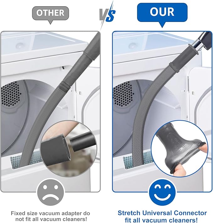 Sealegend Upgrade Dryer Vent Cleaner Kit Vacuum Hose Attachment Compatible with Most Vacuum Cleaner, Quickly Lint Remover Cleaning Supplies, 31.5 Inch, Dark Gray