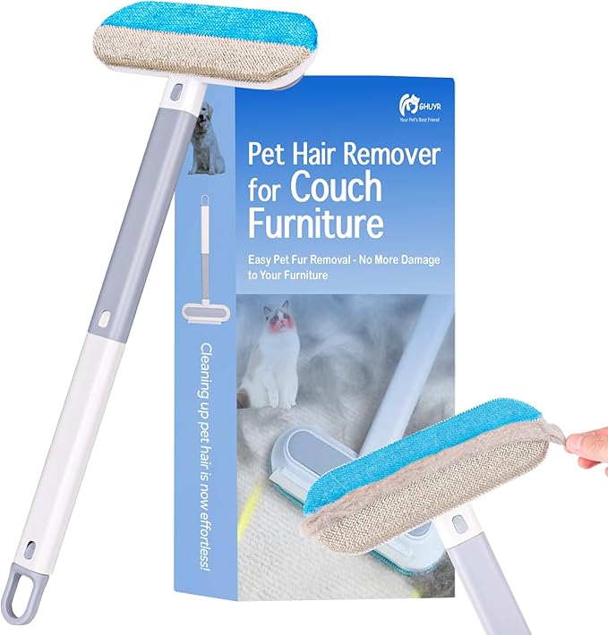 Cat and Dog Hair Remover for Couch & Furniture, Better Than Lint Rollers for Pet Hair, Reusable, Washable Fur Cleaner for Carpets, Clothing, Bedding, Portable Multi-Surface Tool for Home & Car