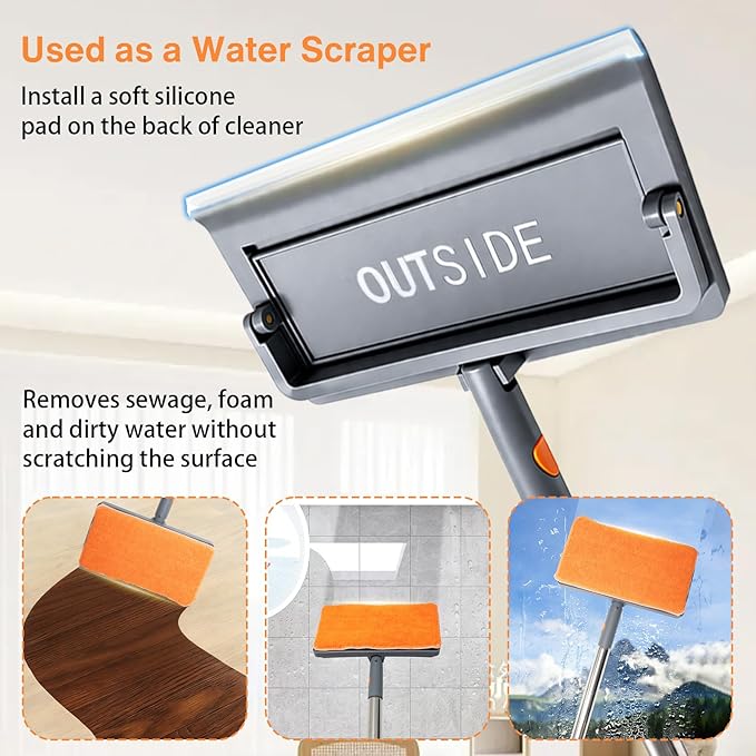 Ceiling Fan Cleaner Duster, 3-in-1 Fan Duster Cleaning Tool with 81'' Extendable Long Handle, Removable Chenille & Microfiber Mop Head Cleaner for Ceiling Fan Blade, Baseboard, Wall, Floor, Window