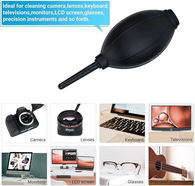 Soft Tip Silicone Super Air Blower Blaster Pump Dust Cleaner Include Micro Fiber Cleaning Cloth, Bulb Blower for Digital SLR Lens Sensor LCD Screens Musical Instruments Keyboards Telescope Filters