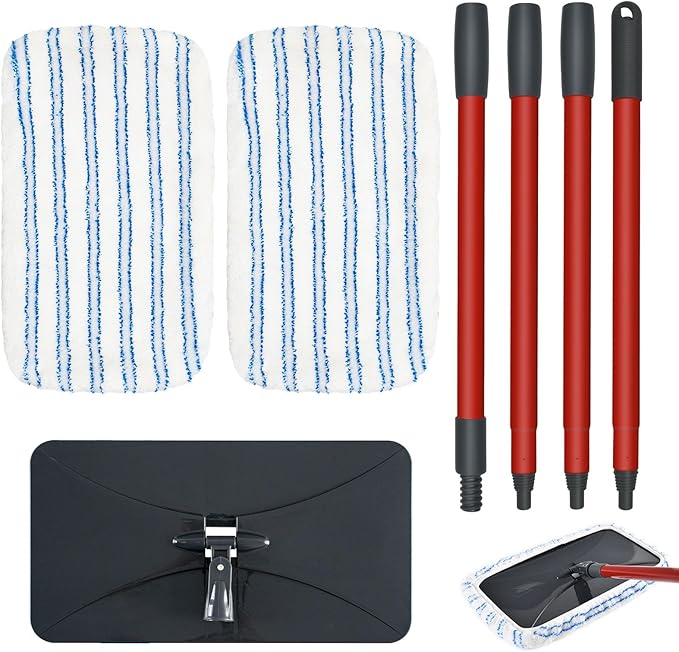 Microfiber Flat Mops for Floor Cleaning Ocedar Hardwood Floor 'N More Mop, Large Surface Dust Flat Mop with 2 Reusable Pads & 1 Extendable Handle, Washable Hardwood Floors Mopping to Dry and Wet Clean