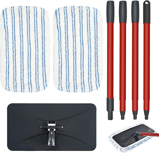 Microfiber Flat Mops for Floor Cleaning Ocedar Hardwood Floor 'N More Mop, Large Surface Dust Flat Mop with 2 Reusable Pads & 1 Extendable Handle, Washable Hardwood Floors Mopping to Dry and Wet Clean