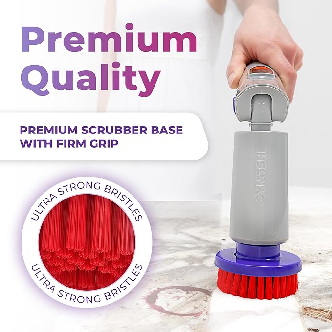 Synoshi PRO Round Brush Set (2 Units) for Electric Spin Scrubber Brush for Bathroom, Shower, Floor and Tiles. Electric Spin Scrubber Heads for Cleaning