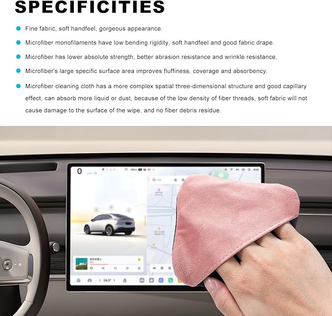 Ohleats 2 PCS Car Screen Cleaner, Microfiber Auto Screen Cleaning Pad, Foldable Touch Screen Cleaner Cloth for Vehicle Dashboard LCD Display, Car Cleaning Kits (Pink+Blue)
