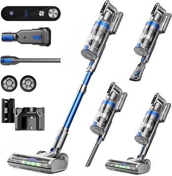 Cordless Vacuum Cleaner, 50KPa 60Mins Self-Standing Stick Vacuum Cordless with Anti-Tangle Brush,Touch Screen,Lightweigh