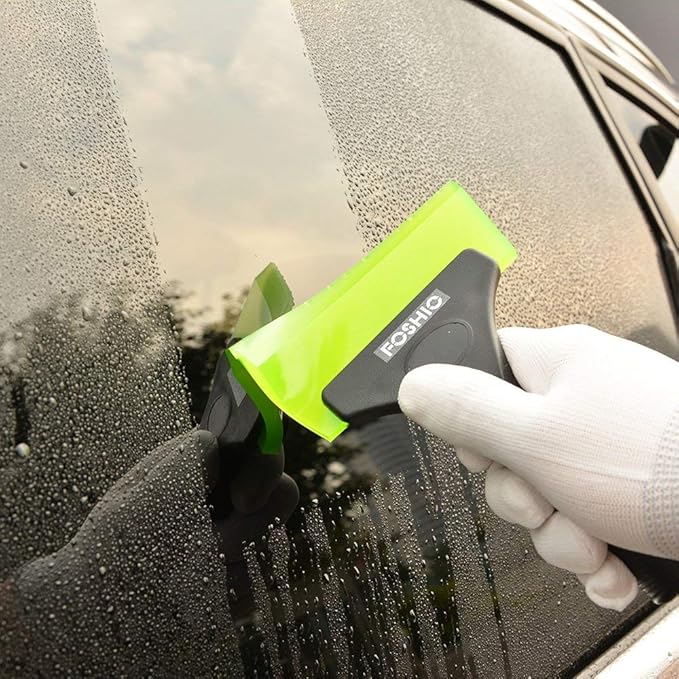FOSHIO Squeegee Scraper Shower Mirror Glass Wiper Window Cleaner with 1 Extra Rubber Blade Non-Slip Handle for Auto Window Tint Tool Home