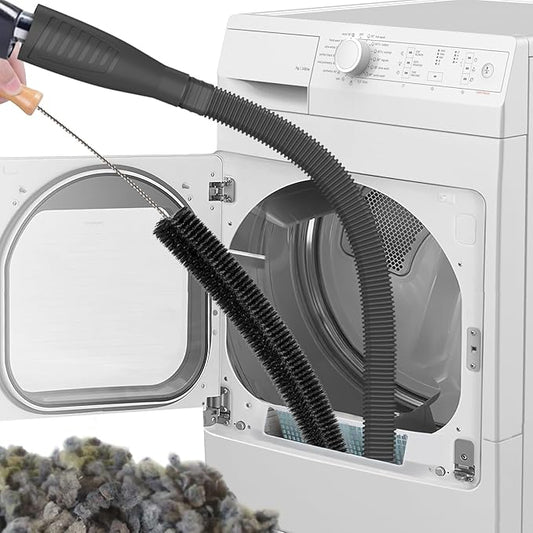 Sealegend 2 Pieces Dryer Vent Cleaner Kit and Flexible Dryer Lint Brush Vacuum Hose Attachment Power Lint Remover Refrigerator Coil Brush, Black