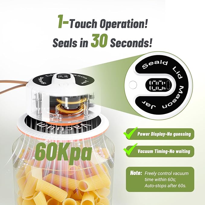 INKBIRD 3-in-1 Mini Handheld Vacuum Sealer Kit,Cordless Rechargeable Portable Food Vacuum Sealer for Storage,Freezer,Meal Prep, Reusable Lids*4 & Vacuum Bags*2