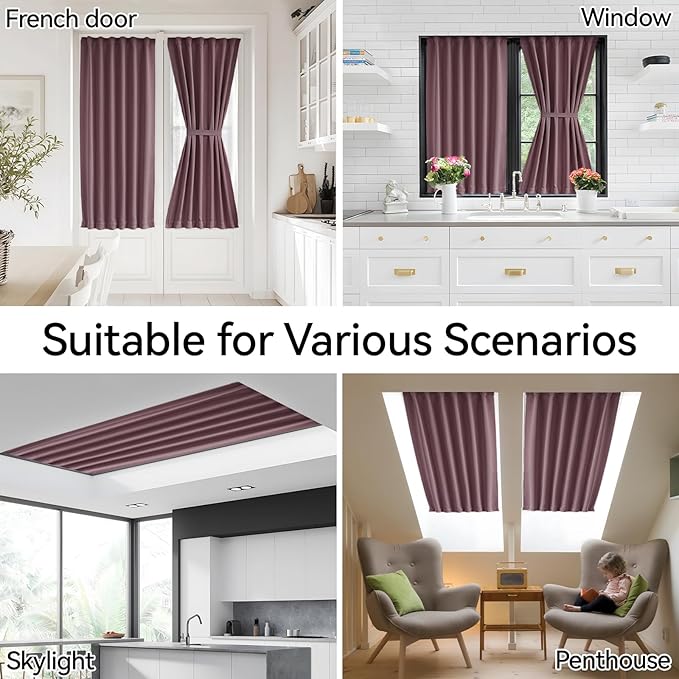 Vatge Door Curtains for French Door, Front Door Curtains for Glass Window Privacy Door Curtain, 1 Panel, W54 x L72, Nostalgia Rose