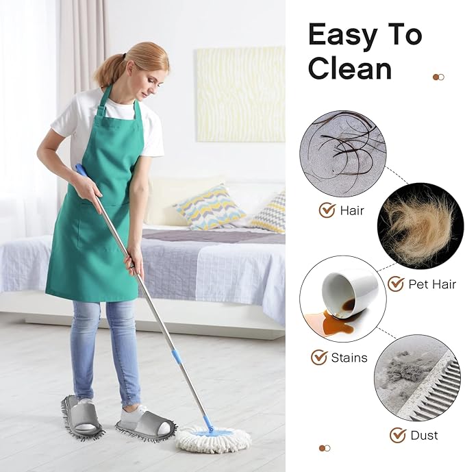 Jecery 2 Pairs Microfiber Cleaning Mop Slippers for Floor Cleaning House Mop Shoes Men and Women Washable Unisex Dusting Slippers Dirt Tool Supplies(Medium,Gray)