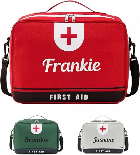 Personalized First Aid Bags, Custom Embroidered Name Travel Medicine Bag Kit,Portable Medical Supplies Organizer Bag for