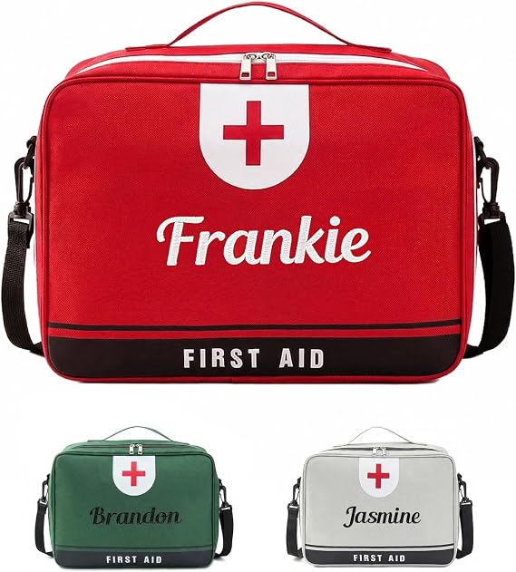 Personalized First Aid Bags, Custom Embroidered Name Travel Medicine Bag Kit,Portable Medical Supplies Organizer Bag for