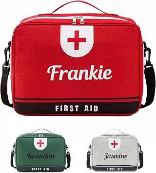 Personalized First Aid Bags, Custom Embroidered Name Travel Medicine Bag Kit,Portable Medical Supplies Organizer Bag for