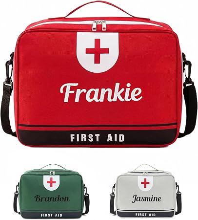 Personalized First Aid Bags, Custom Embroidered Name Travel Medicine Bag Kit,Portable Medical Supplies Organizer Bag for