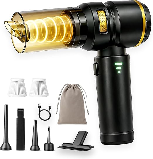5-in-1 Cordless Car Vacuum & Air Duster, 18000Pa Powerful Suction, Portable Handheld Vacuum with Blower & Inflator Modes