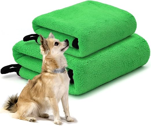 2 Pcs Dog Bath Towel Super Absorbent Puppy Drying Towel Microfiber Pet Grooming Towels for Medium Small Dogs Quick Dry D