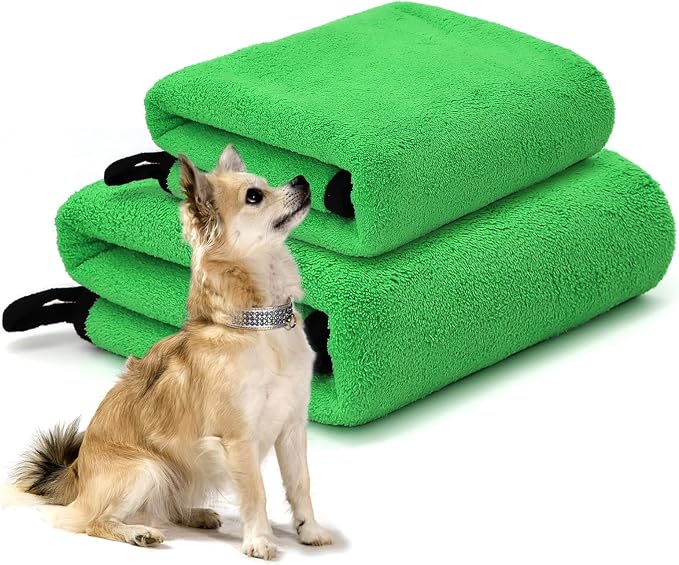 2 Pcs Dog Bath Towel Super Absorbent Puppy Drying Towel Microfiber Pet Grooming Towels for Medium Small Dogs Quick Dry D