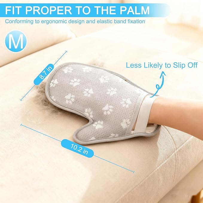 EXPAWLORER Pet Hair Removal Glove for Dogs & Cats, Washable Reusable Electrostatic Magic Brush Pet Hair Remover Glove, Upgraded Fur Removal Tool Grooming for Carpet Couch Sofa Clothing Car Seat, M