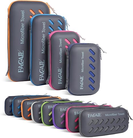 BAGAIL Camping Towel with EVA Case, Compact & Ultra Soft Microfiber Travel Towel - Super Absorbent & Lightweight Quick D