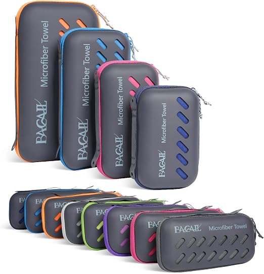 BAGAIL Camping Towel with EVA Case, Compact & Ultra Soft Microfiber Travel Towel - Super Absorbent & Lightweight Quick D