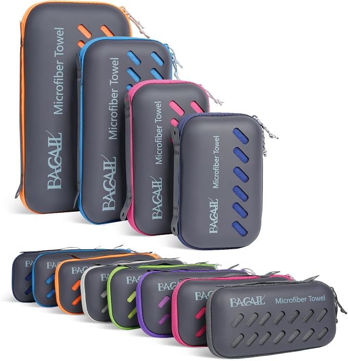 BAGAIL Camping Towel with EVA Case, Compact & Ultra Soft Microfiber Travel Towel - Super Absorbent & Lightweight Quick D