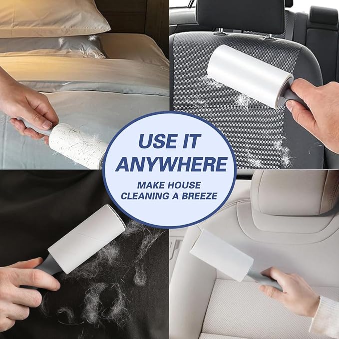 Pet Hair Lint Rollers, 3 Pack, 90 Sheets Each– Reusable Sticky Roller for Pet Hair, Cat & Dog Hair Remover, Lint Remover, Pet Hair Remover for Furniture, Clothing & Cars